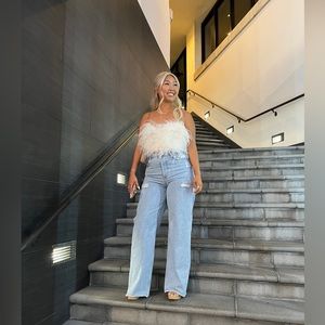 White feather tube top